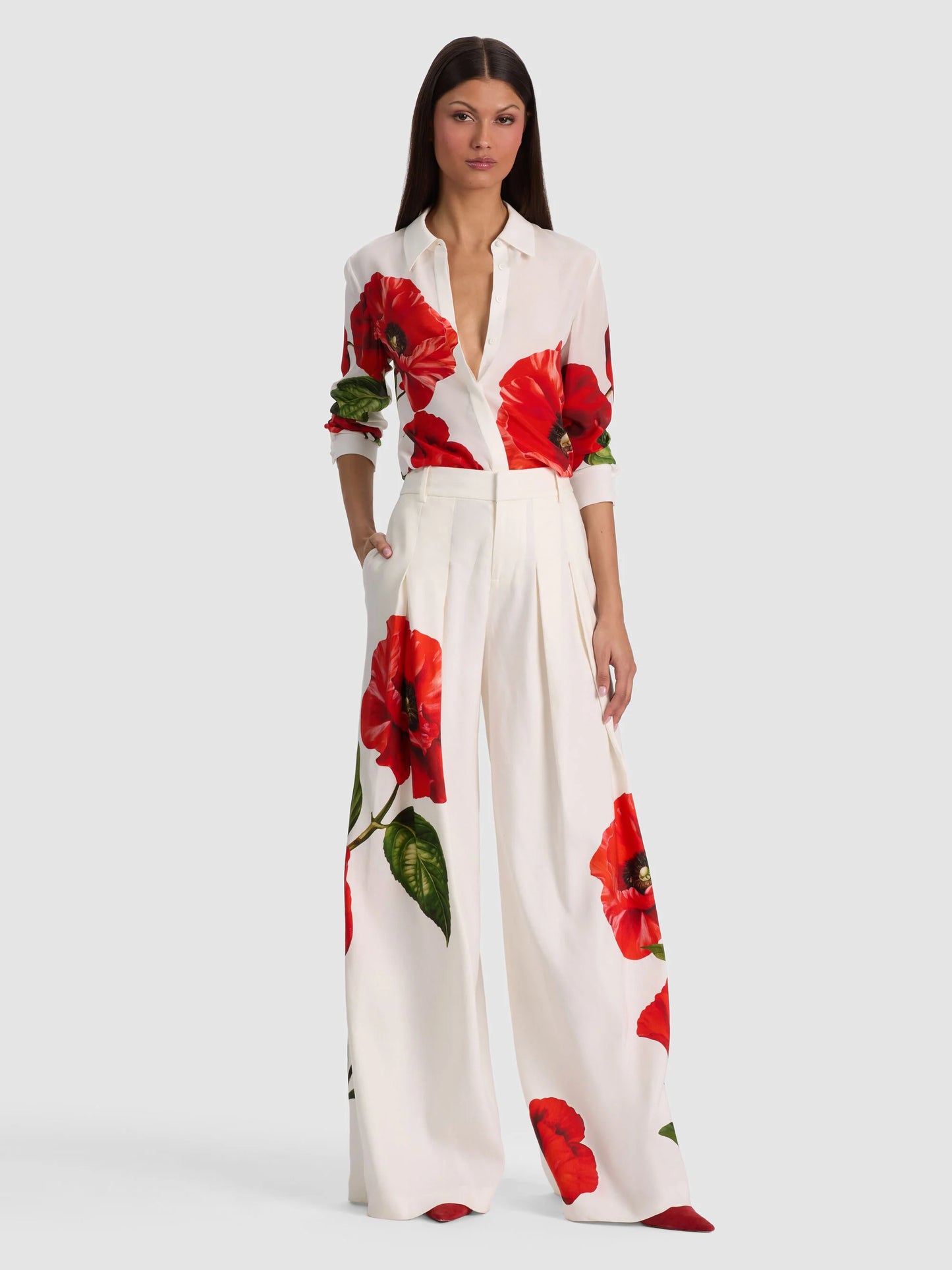 Alice & Olivia - Blaire Linen Pleated Pant