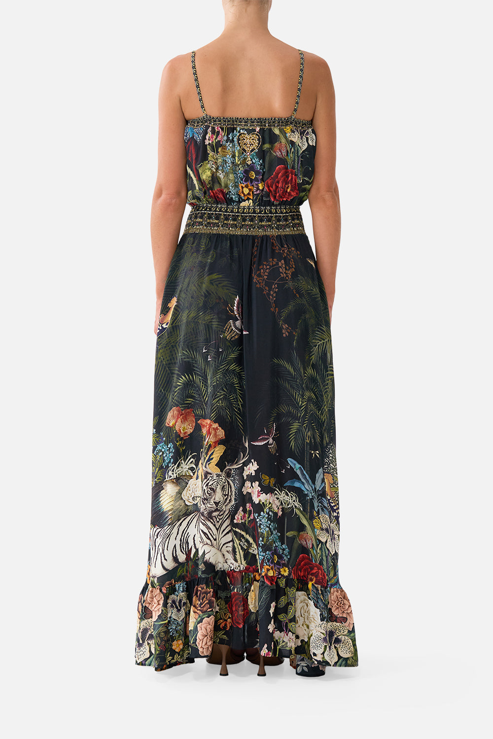 SHIRRED WAIST LONG DRESS