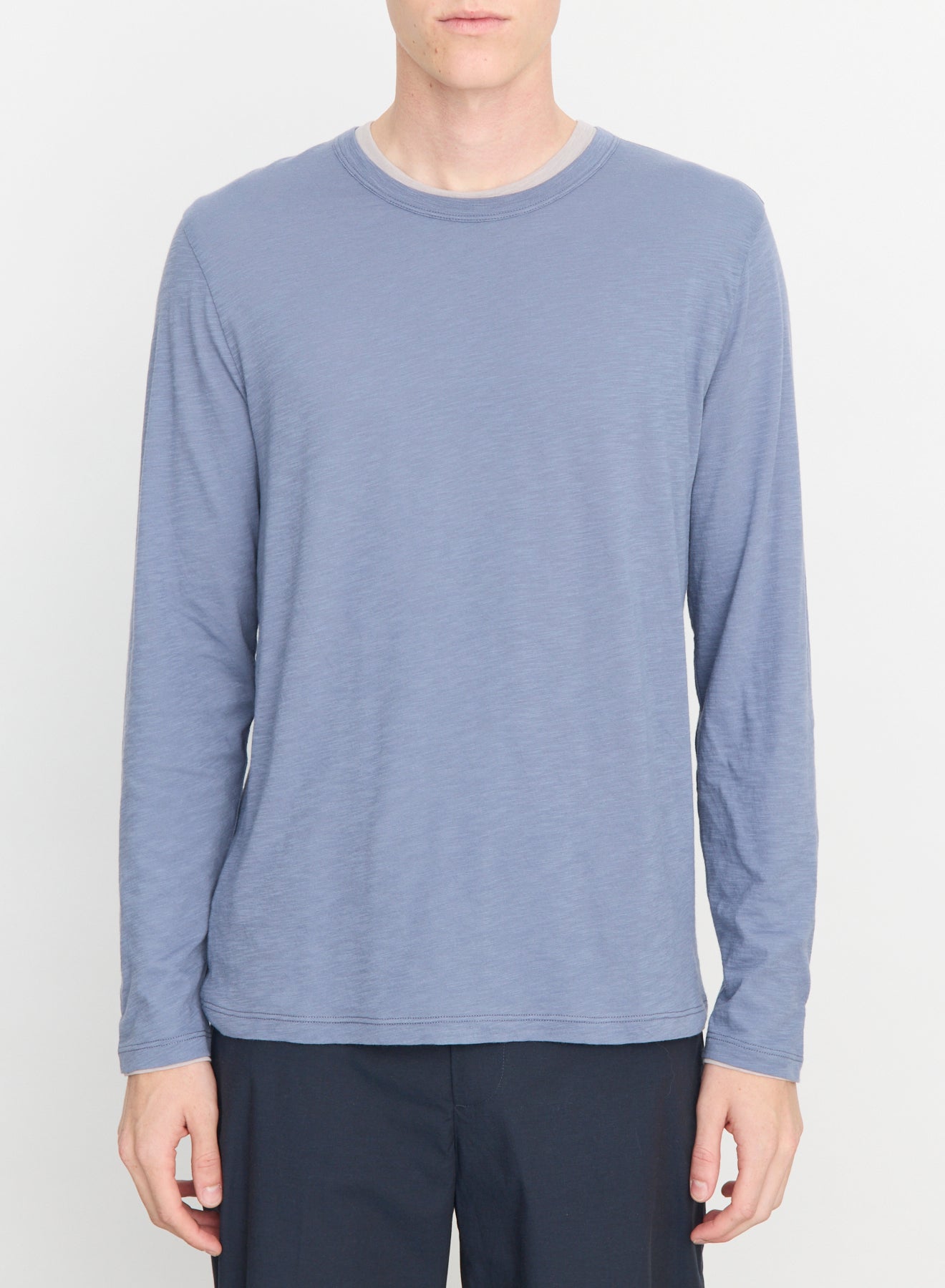 FINE SLUB DBL LAYER L/S CREW