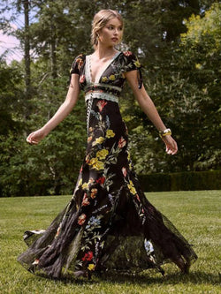 alice + olivia - Rose Button Front Maxi Dress