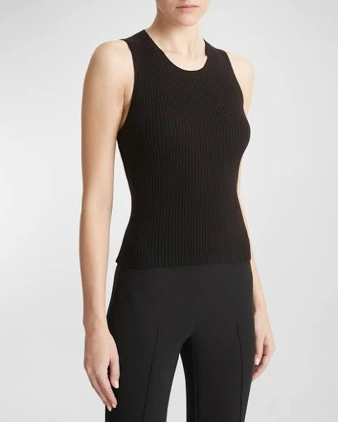 Vince. - Ribbed High Neck Tank in Black