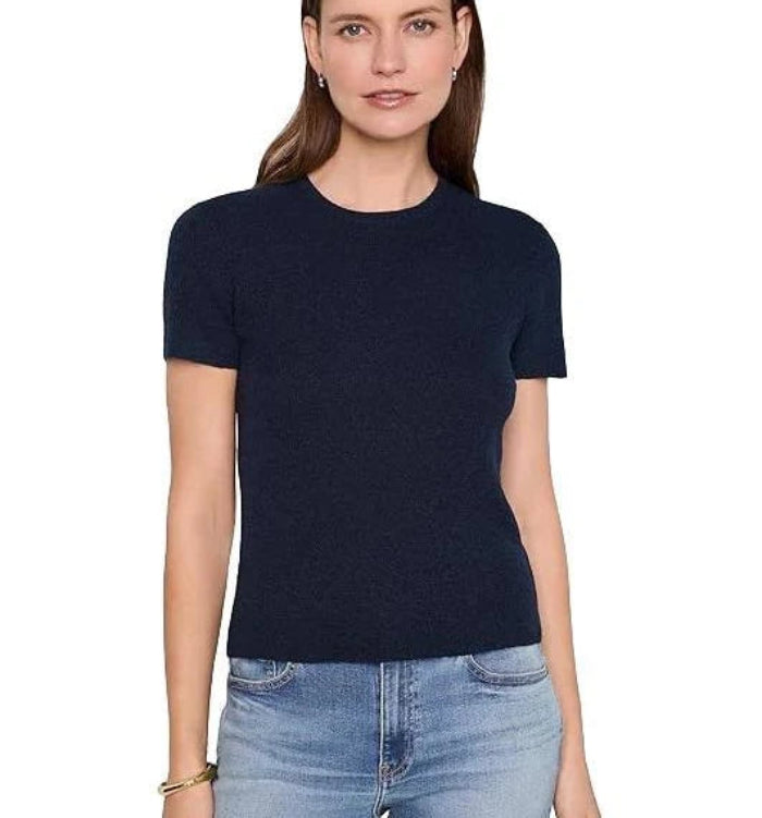 Vince - Textture S/S Crew Neck in Navy