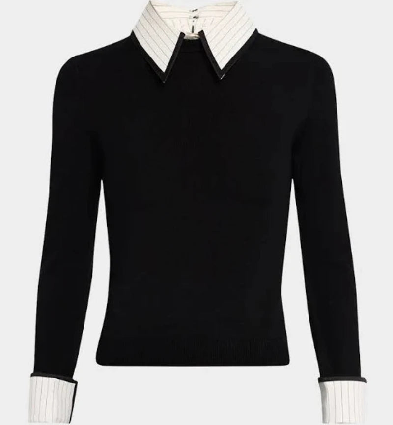 alice + olivia - Porla Collared Sweater in Black