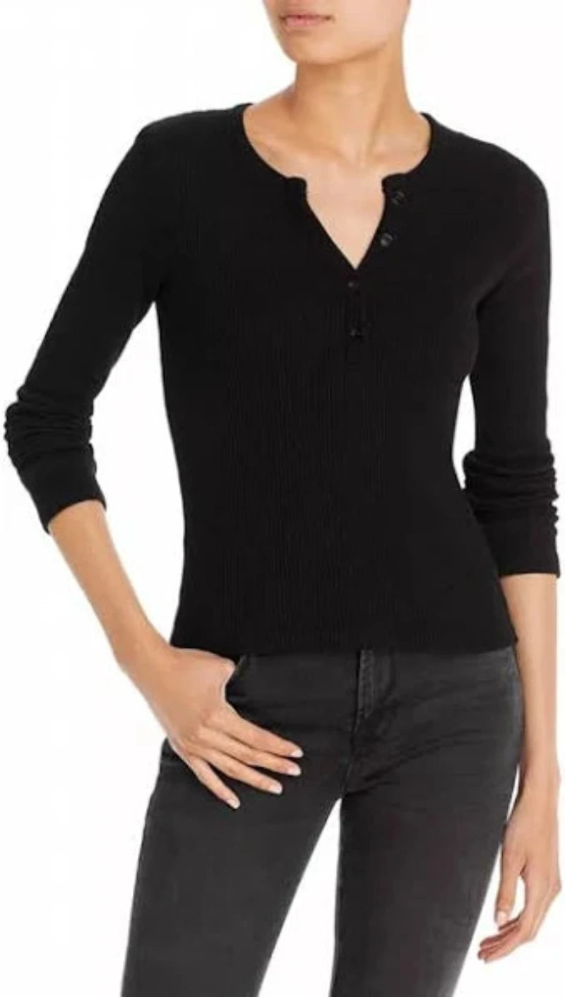 Monrow - Baby Thermal Henley in Black