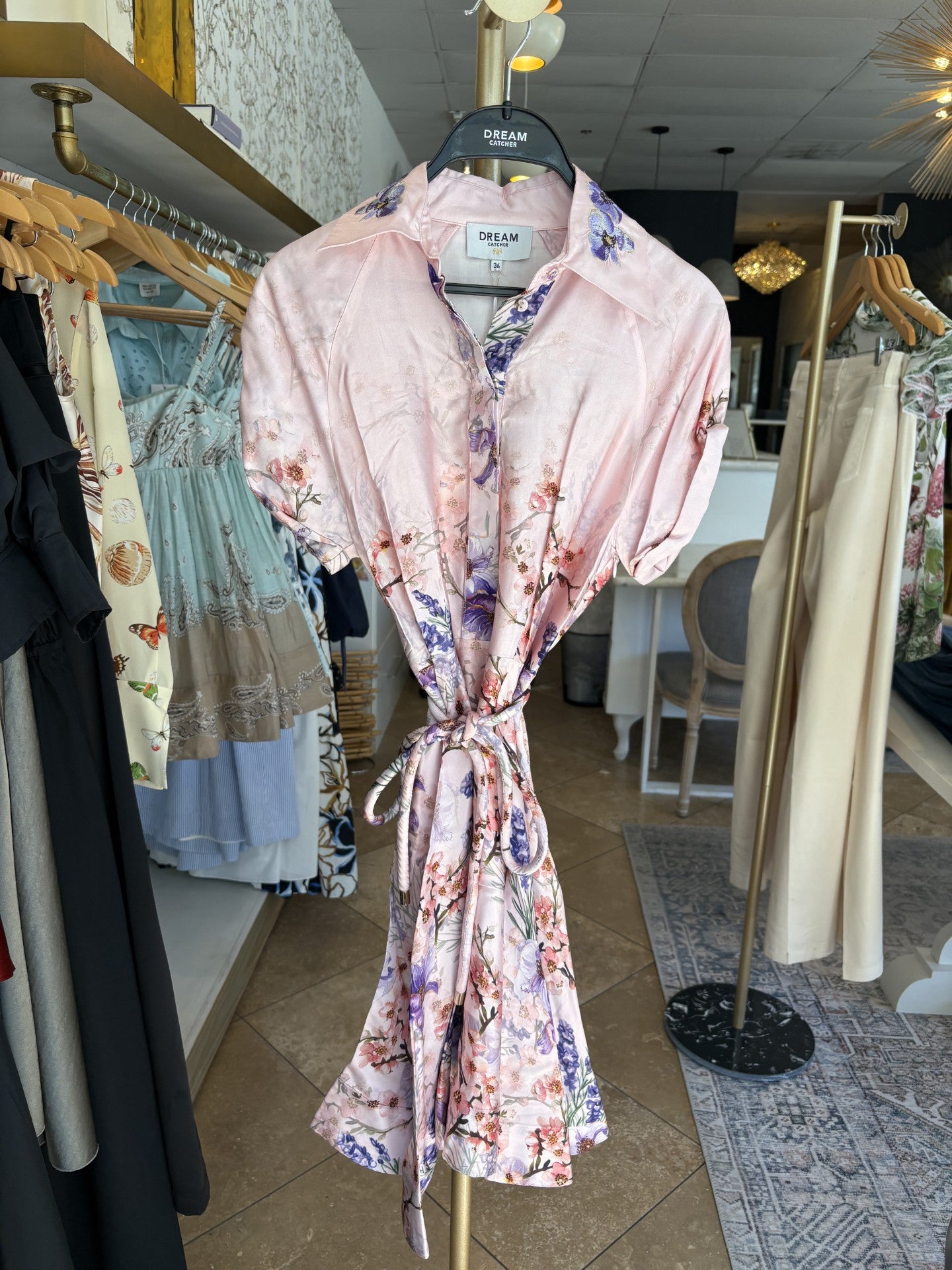 Dream Catcher - Olive Dress in Pink Flower Garden