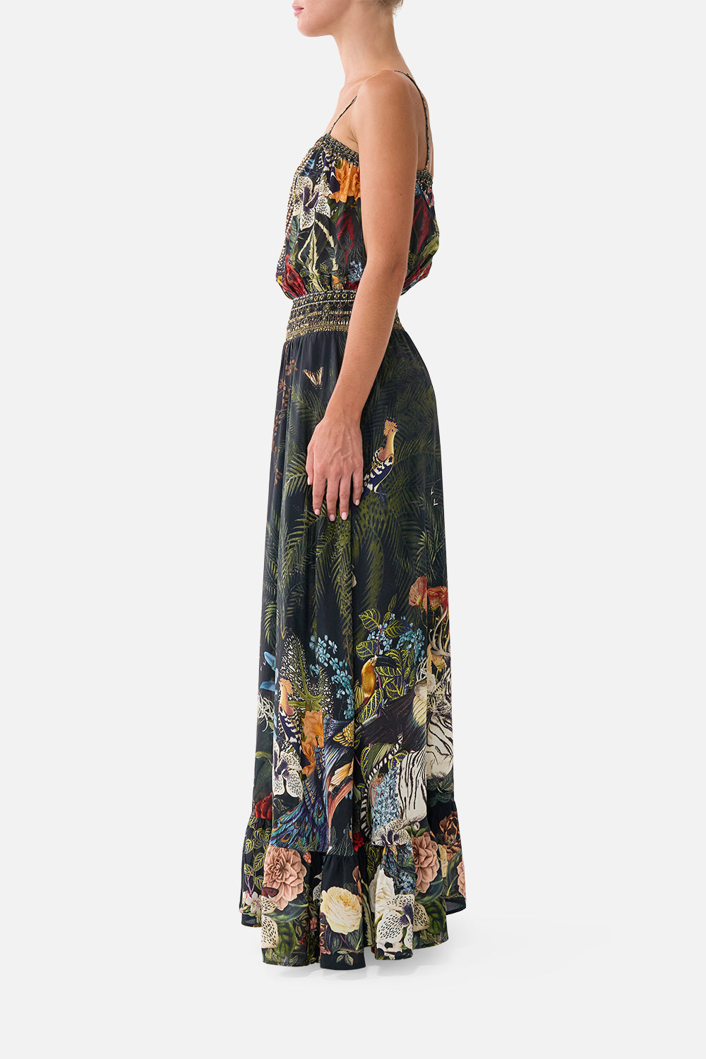 SHIRRED WAIST LONG DRESS
