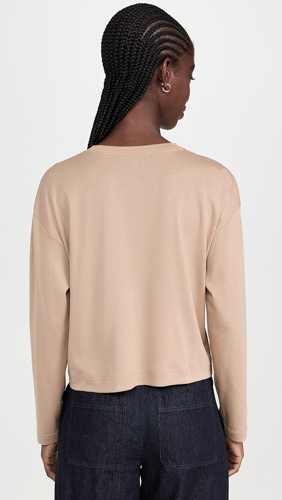 Vince. - Relaxed Long Sleeve Cropped Crew in Rye