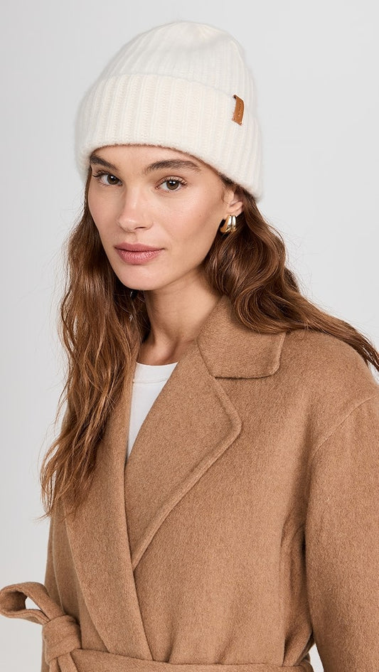 Vince. - Cashmere Boucle Cuffed  Hat in White Sand