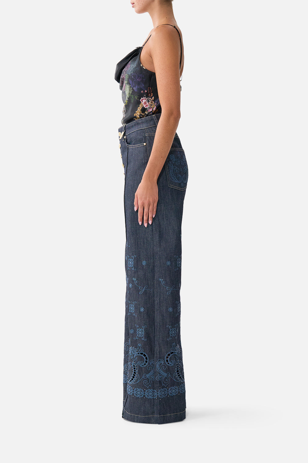 COWL NECK CAMI WITH LACE