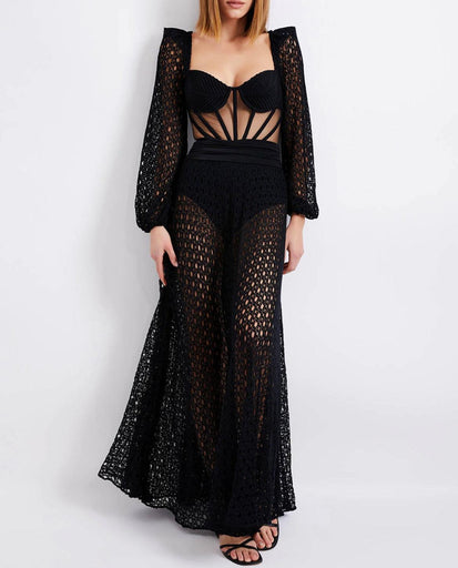 PatBo - Bustier Netted Beach Dress in Black PatBo