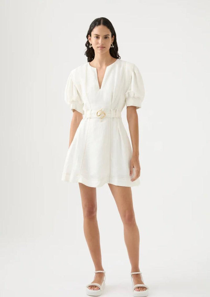 Aje. - Beacon Structured Mini Dress in Ivory Aje.