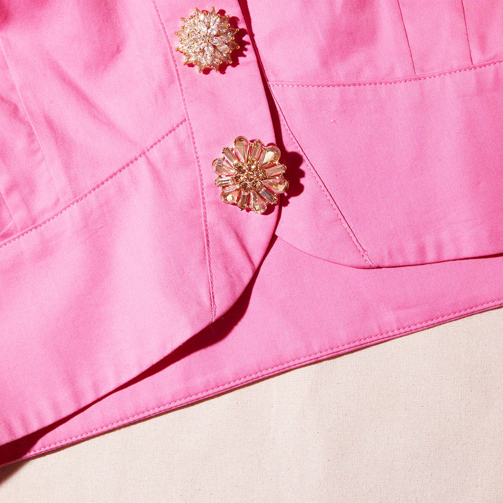 Self Portrait - Pink Cotton Button Up Self-Portrait